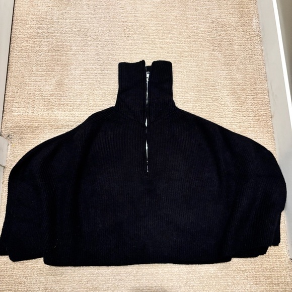 Rachel Zoe Sweaters - Rachel Zoe Black Half-Zip Poncho Cape - OS